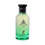 Eleganter, minimalistischer Parfumflakon von Maison Alhambra Jean Lowe Vibe 100ml im Onlineshop dinar.at vor hellem, modernem Hintergrund.