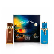 Luxuriöses French Avenue Dusk Till Dawn Geschenkset in schwarzer Box mit Magnetverschluss und den zwei 100ml Flakons Vulcan Feu und Liquid Brun – exklusiv bei dinar.at
