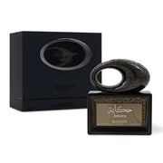 Edler, skulpturaler schwarzer Flakon des Maison Asrar Hikaya Eau de Parfum 100 ml auf www.dinar.at