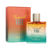 Luxuriöser, tropisch-gelber Glasflakon von Rayhaan Tropical Vibe 100ml mit goldenen Details und schwerem Verschluss im Onlineshop dinar.at.