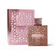  Eleganter, luxuriöser Parfumflakon von Rayhaan Divine 100ml im modernen Onlineshop dinar.at vor stilvollem Hintergrund.