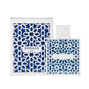 Minimalistischer, komplett weißer Flakon des Rayhaan Azul Eau de Parfum 100ml für Herren auf www.dinar.at.
