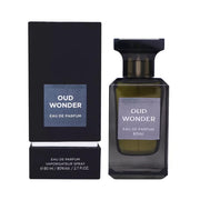 Schwerer 80ml Luxusflakon des Fragrance World Oud Wonder Eau de Parfum in einer eleganten, dunklen Designer-Ausführung – exklusiv online bei dinar.at