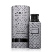 Schwerer, edler Flakon der Royal Collection von Maison Asrar Majesty Eau de Parfum 100ml mit schwarzer Kappe – exklusiv im dinar.at Onlineshop