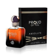 Schwerer Luxus-Glasflakon mit dunklem Farbverlauf von Fragrance World Proud of You Absolute Eau de Parfum 100ml – exklusiv im dinar.at Onlineshop.