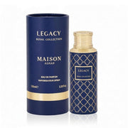 Prachtvoller, schwerer Designer-Glasflakon von Maison Asrar Legacy Eau de Parfum 100ml aus der Royal Collection exklusiv erhältlich bei Dinar Parfums Wien.