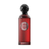 Das markante, feurig-rote 100ml-Glasflakon des Herrenparfums ANFAR 1950 FOUCO mit einem modernen, geometrischen Reliefmuster und einer edlen Kappe.