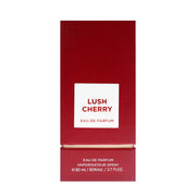 Eleganter, tiefroter 80ml von Fragrance World Lush Cherry Verpackung im dinar.at Onlineshop.