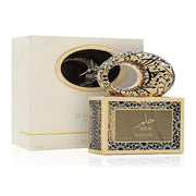 Luxuriöser, schwerer 100-ml-Flakon des Maison Asrar Hilm Eau de Parfum für Damen und Herren vor neutralem Hintergrund.