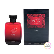 Majestätischer Designer-Flakon von Rasasi Hawas Fire Eau de Parfum 100ml für Herren mit kunstvoller Schlangen-Kappe exklusiv erhältlich bei Dinar Parfums Wien