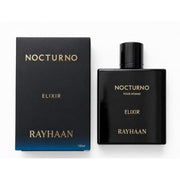 Maskuliner, zweifarbiger 100ml Design-Flakon von Rayhaan Nocturno Elixir Eau de Parfum für Herren bei dinar.at.