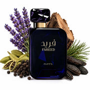 Eleganter, hocheleganter 100ml Design-Flakon von RiiFFS Fareed Eau de Parfum mit kunstvoller Hardware bei dinar.at.
