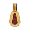 Roter, samtüberzogener Flakon des Parfums Ameerat Al Arab 50ml von Ard Al Zaafaran mit goldener arabischer Schrift