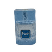 Der eisblaue, moderne Flakon von Riiffs Freeze Extrait de Parfum 100 ml neben der originalen, eleganten Verpackung von Dinar Parfums Wien.