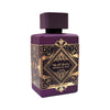 Lattafa Bade'e Al Oud Amethyst Eau de Parfum tiefvioletter 100ml Flakon mit goldenen Verzierungen