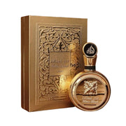 Spiegelnder, tiefgoldener Luxus-Flakon von Lattafa Fakhar Gold Extrait Eau de Parfum 100ml – exklusiv im dinar.at Onlineshop erhältlich.