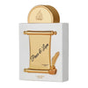 Prachtvoller, gold-weißer Flakon der exklusiven Pride-Kollektion des Lattafa Peace & Love Eau de Parfum auf www.dinar.at.