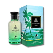 Eleganter, minimalistischer Parfumflakon von Maison Alhambra Jean Lowe Vibe 100ml im Onlineshop dinar.at vor hellem, modernem Hintergrund.